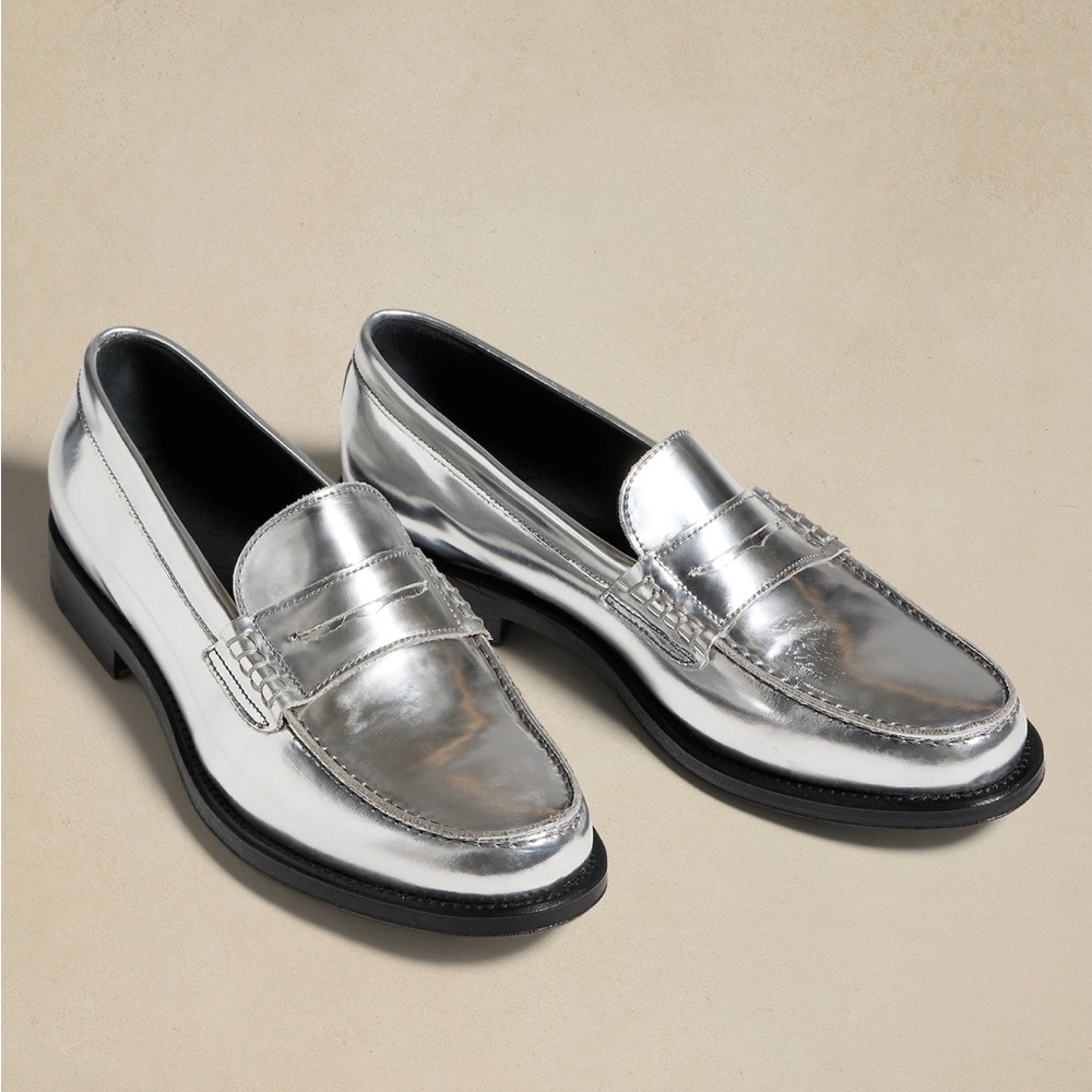 Banana Republic Navarre Metallic Leather Penny Loafer - Picture 1 of 10